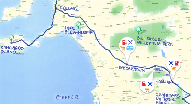 Campanda Karte Wohnmobil Tour  Details Etappe 2 Australien