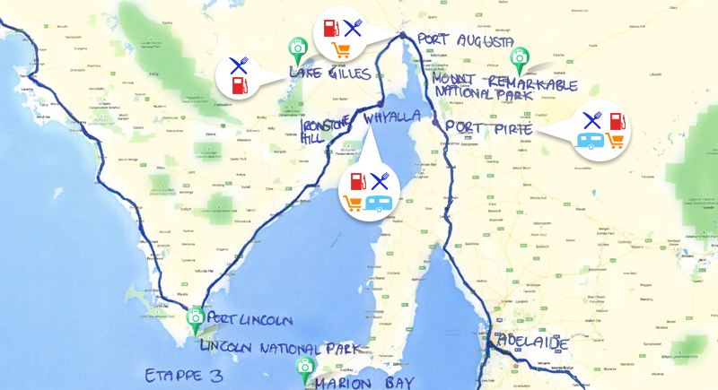 Campanda Karte Wohnmobil Tour  Details Etappe 3 Australien