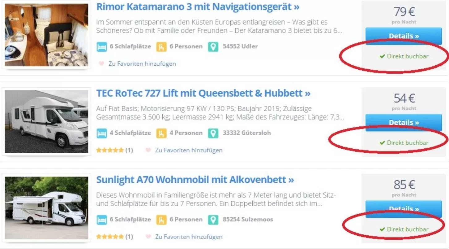Direktbuchungsoption Sofortbuchungsoption Feature als Beispiel für Mieter und Vermieter