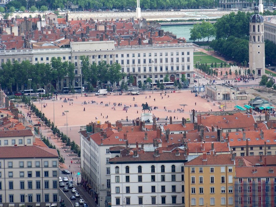 der Marktplatz von Lyon aus der Vogelperspektive