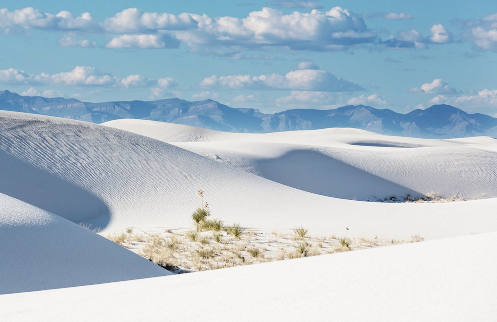 Schneeweiße Dünen im White Sands National Monument.