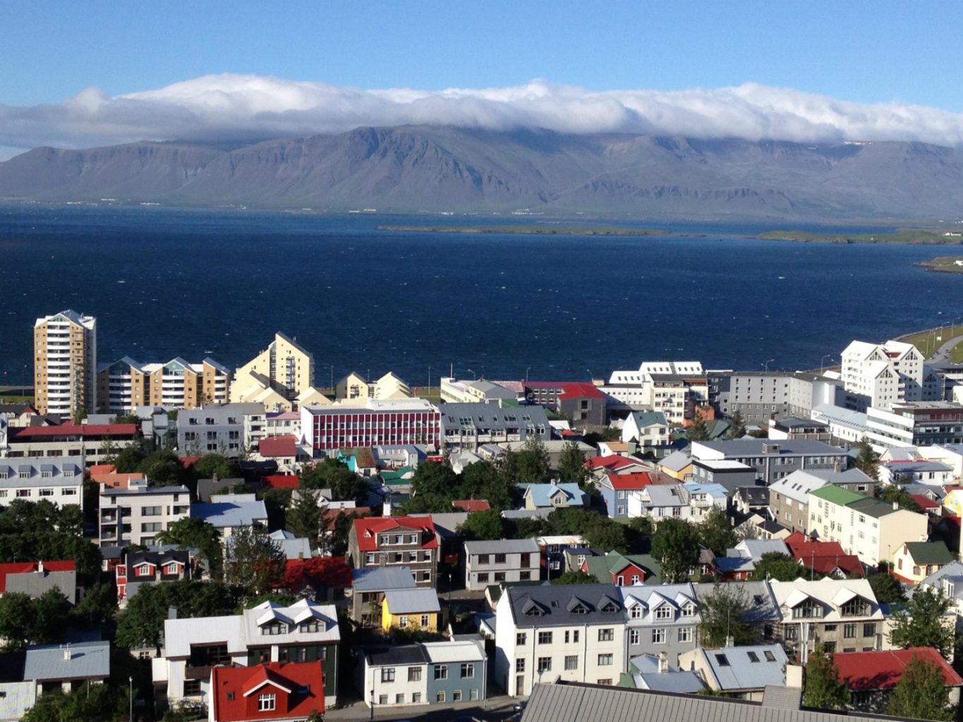 Blick von oben auf Reykjavik.